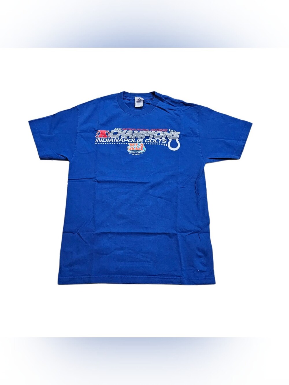 Vtg Indianapolis Colts 2006 AFC Champions Super Bowl XLI T-Shirt Blue Men Large
